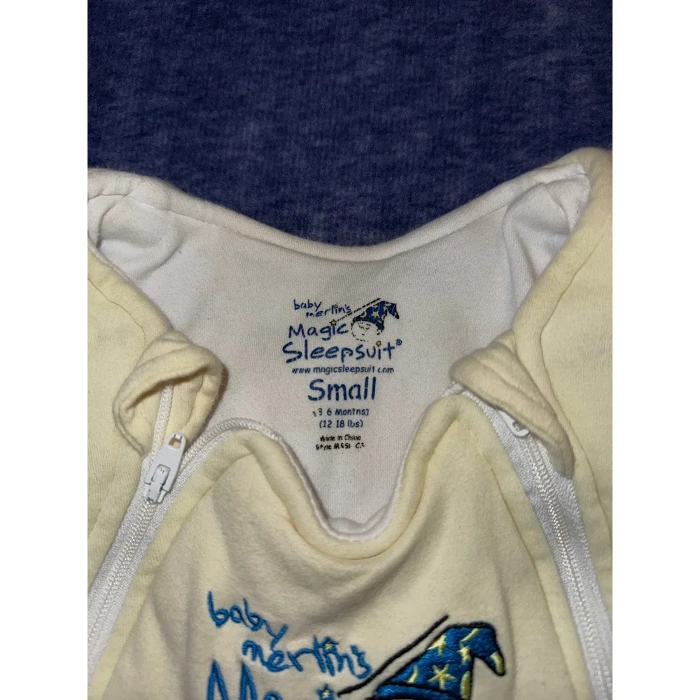 Baby Merlin's Magic Sleepsuit Yellow Cotton Quilted Transition Swaddle Small